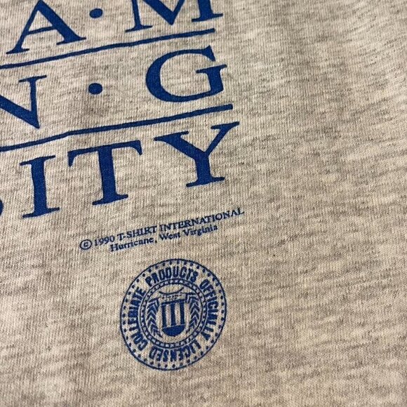 Vintage SINGLE STITCH BYU Cougars NCAA college t shirt gray blue rare grail L - Picture 5 of 9